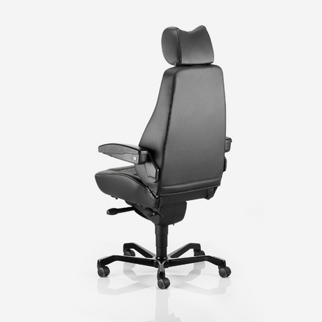Kontorstol KAB Seating Controller, White-Line Sort skind inkl. armlæn og nakkestøtte – Kontorstole (billede 4)