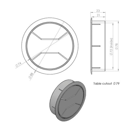 Kabelgennemføring Ø88 mm, Sort – image 4