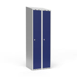 Garderobeskab 2x300 mm Skråt tag 1 rum i højden Blå dør Greb for hængelås – image 3