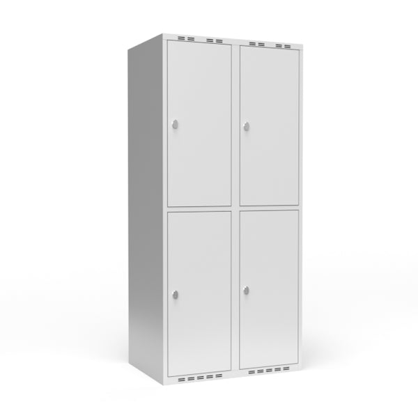 Garderobeskab 2x400 mm m/lige tag, 2 rum i højden og lys grå dør m/greb for hængelås – image 3