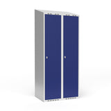 Garderobeskab 2x400 mm Skråt tag 1 rum i højden Blå dør Greb for hængelås – image 1