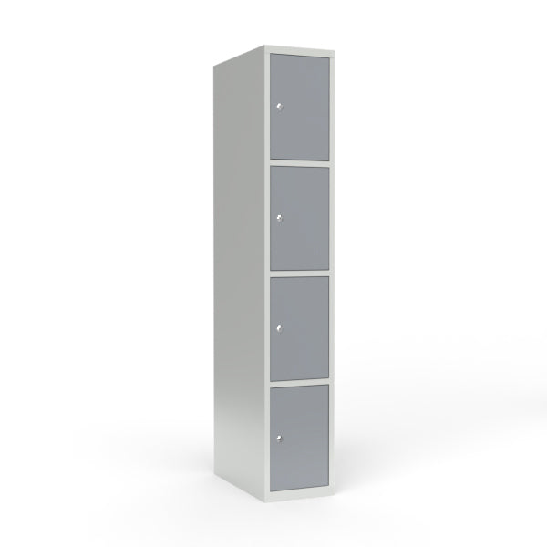 Skoleskab 1x400 Lige tag 4 rum i højden Grå ståldør Cylinderlås – image 1