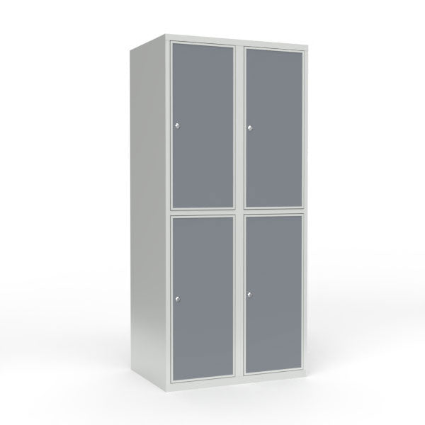 Skoleskab 2x400 Lige tag 2 rum i højden Lys grå laminatdør Cylinderlås – image 3