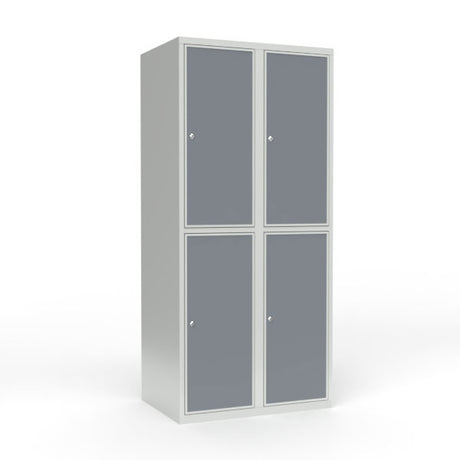 Skoleskab 2x400 Lige tag 2 rum i højden Lys grå laminatdør Cylinderlås – image 1
