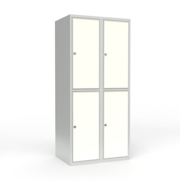 Skoleskab 2x400 Lige tag 2 rum i højden Hvid laminatdør Greb for hængelås – image 1