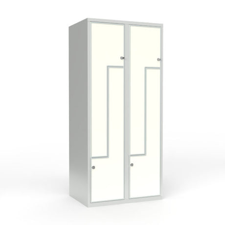 Skoleskab 2x400 Lige tag, Z-dør Hvid laminatdør Greb for hængelås – image 1