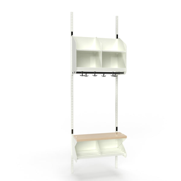 Sonesson BST Kombination C,  Startsektion 2 pladser B 600 mm, hvid – Børnegarderober