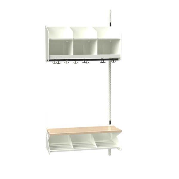 Sonesson BST Kombination C,  Påbygningssektion 3 pladser B 900 mm, hvid – Børnegarderober