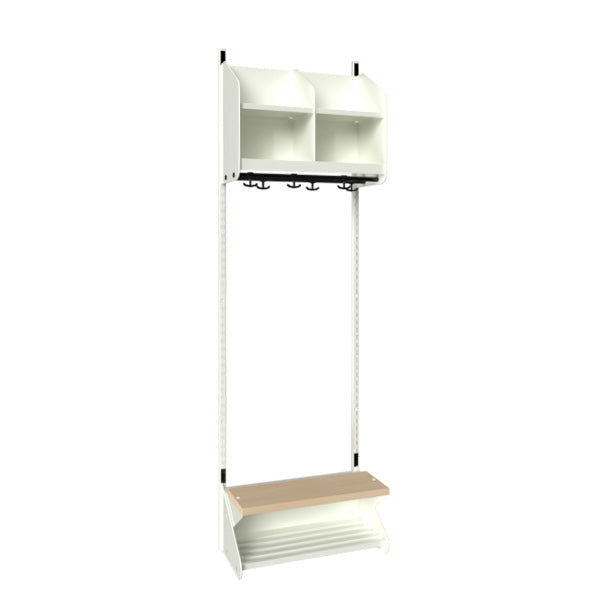 Sonesson BST Kombination D,  Startsektion 2 pladser B 600 mm, hvid – Børnegarderober