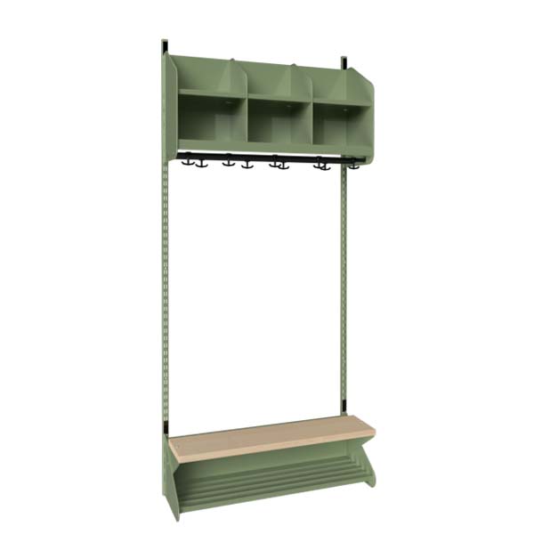 Sonesson BST Kombination D,  Startsektion 3 pladser B 900 mm, grøn – Børnegarderober