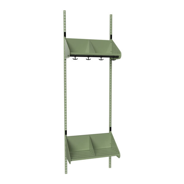 Sonesson BST Kombination E,  Startsektion 2 pladser B 600 mm, grøn – Børnegarderober (billede 1)