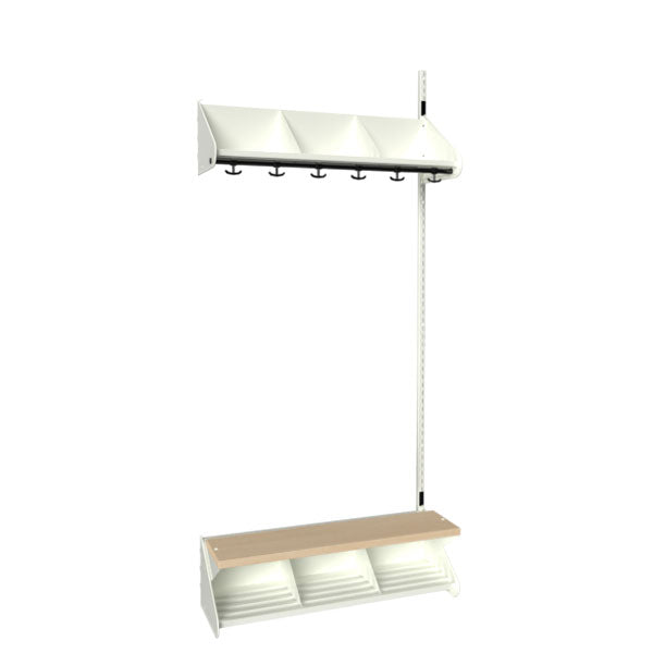 Sonesson BST Kombination G, Påbygningssektion 3 pladser B 900 mm, hvid – Børnegarderober