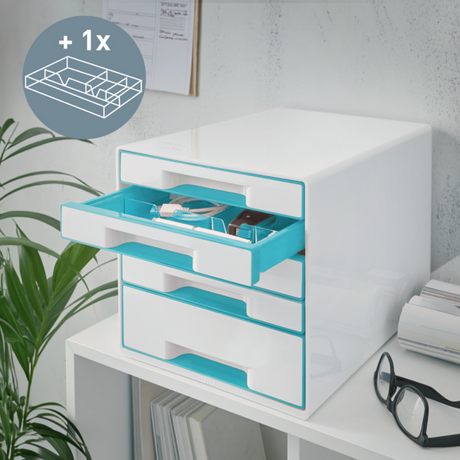 Desk cube WOW m/5-skuffer hvid/isblå