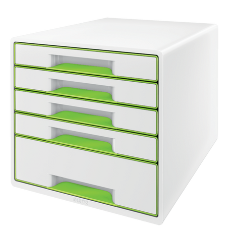 Desk cube WOW m/5-skuffer hvid/grøn