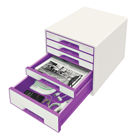 Desk cube WOW m/5-skuffer hvid/lilla