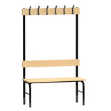 Garderobestativ Enkeltsidet, sort stel og bænksæde i fyr, bredde 1000 mm – image 1