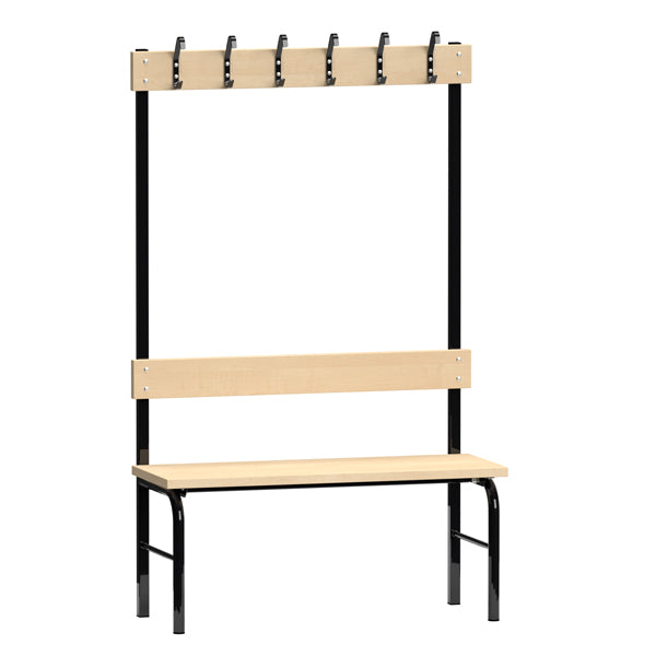 Garderobestativ Enkeltsidet, sort stel og bænksæde i birk, bredde 1000 mm – image 2
