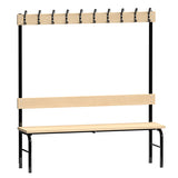 Garderobestativ Enkeltsidet, sort stel og bænksæde i birk, bredde 1500 mm – image 2