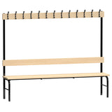 Garderobestativ Enkeltsidet, sort stel og bænksæde i birk, bredde 2000 mm – image 2