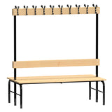 Garderobestativ Dobbeltsidet, sort stel og bænksæde i fyr, bredde 1500 mm – image 2