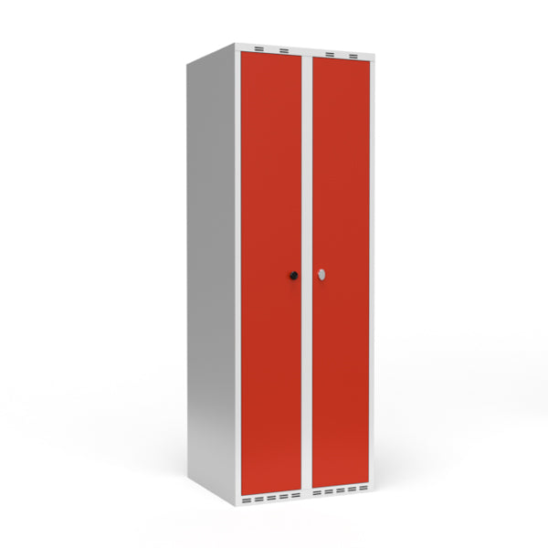 Dobbeltskab/parskab 300+300 mm Lige tag 2-søjlet Parvis lås Rød dør Greb for hængelås – image 3