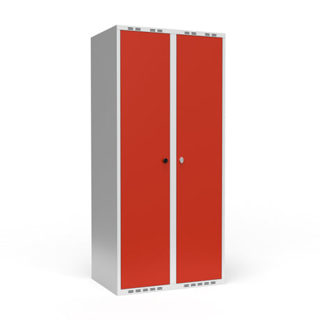 Dobbeltskab/parskab 400+400 mm Lige tag 2-søjlet Parvis lås Rød dør Greb for hængelås – image 3