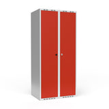 Dobbeltskab/parskab 400+400 mm Lige tag 2-søjlet Parvis lås Rød dør Greb for hængelås – image 1