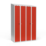 Dobbeltskab/parskab 300+300 mm Skråt tag 4-søjlet Parvis lås Rød dør Greb for hængelås – image 1