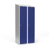 Garderobeskab 2x400 mm Skråt tag 1 rum i højden Blå dør Cylinderlås – image 1