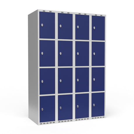 Garderobeskab 4x300 mm Lige tag 4 rum i højden Blå dør Greb for hængelås – image 3
