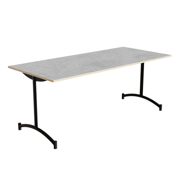 Tranås Skolmöbler Bord Zeb 231, 1800x800 mm Højde 720 mm, Lys grå linoleum, Sort stel – Kantineborde