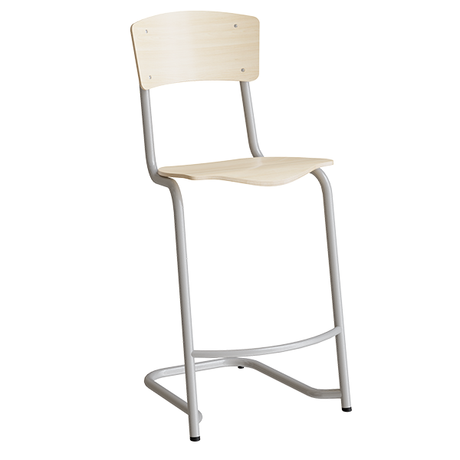 Stol Mia 196 Birk laminat, alugråt stel, siddehøjde 620mm