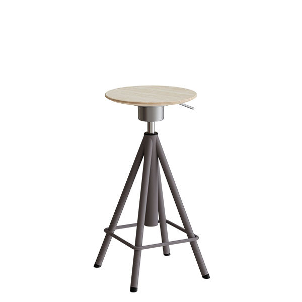 Taburet Atlas 2117, hvidpigm. egelaminat, grå stel Vip H: 600-720 mm – image 2