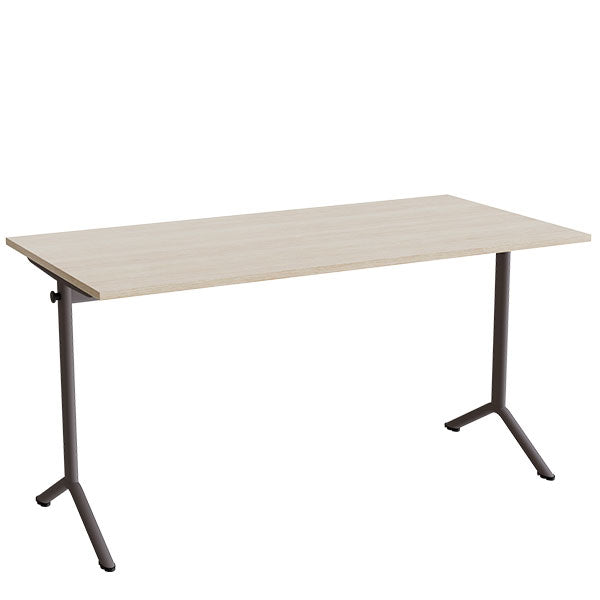 Tranås Skolmöbler Bord Atlas 1130, 1400x700mm, eg højtrykslaminat, gråt stel – Elevborde