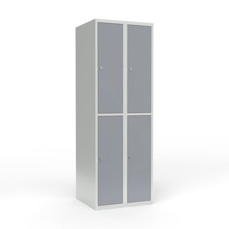 Skoleskab 2x300 Lige tag 2 rum i højden Grå ståldør Greb for hængelås – image 1