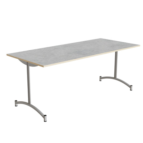 Tranås Skolmöbler Bord Zeb 231, 1800x800 mm Højde 720 mm, Lys grå linoleum, Alu stel – Kantineborde