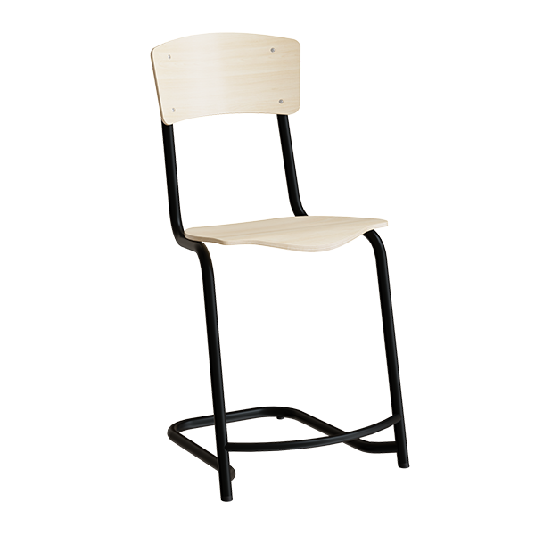 Stol Mia 196 Birk laminat, sorte stel, siddehøjde 520mm – image 1