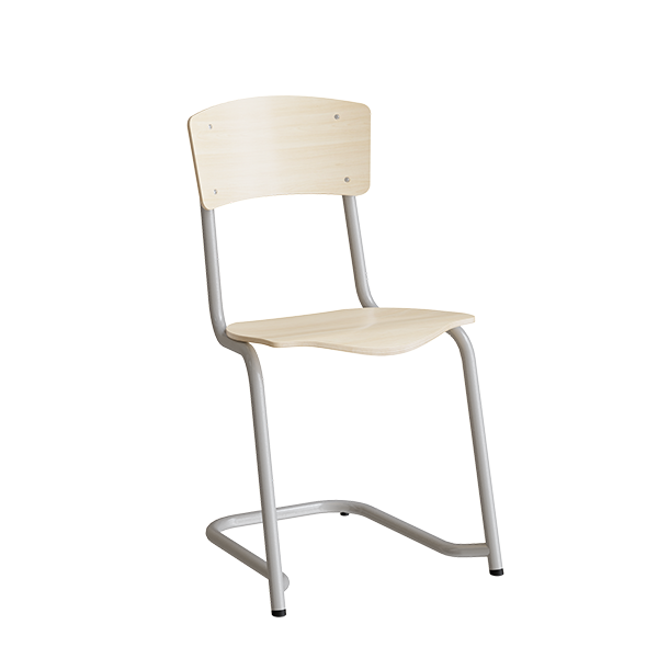 Stol Mia 190 birk laminat med alugrå ben, siddehøjde 440 mm – image 1