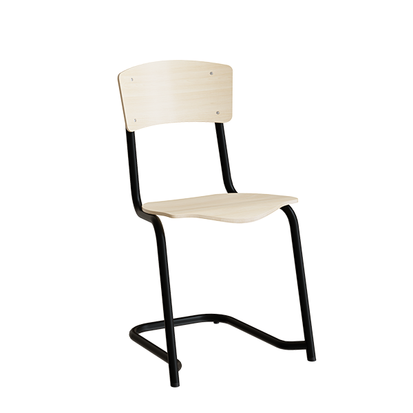 Stol Mia 190 birk laminat med sorte ben, siddehøjde 440 mm – image 3