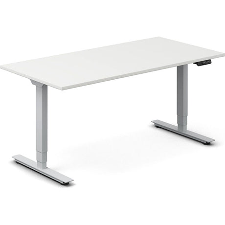 Ergoff Hæve-sænkebord DNA, Hvid 1600x800mm 2-ben/Alugrå – Hæve/sænkeborde