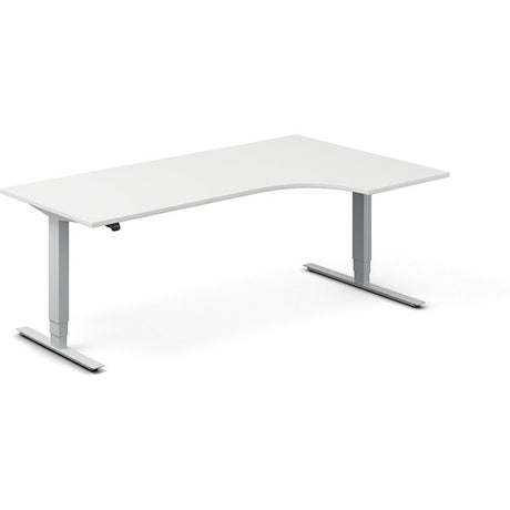 Ergoff Hæve-sænkebord DNA, Hvid 2000x1200mm Højre 2-ben/Alugrå – Hæve-sænkeborde