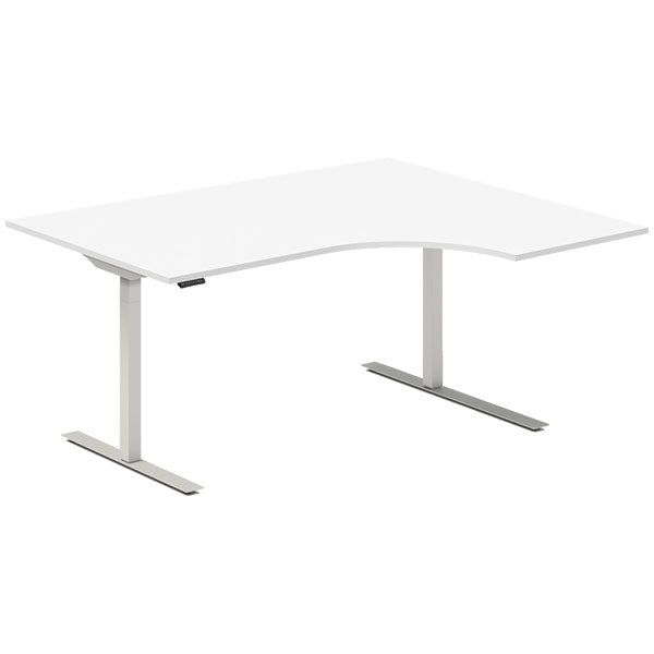 Hæve-sænkebord DNA, Hvid 1600x1200 mm Højre 2-ben/Alugrå