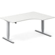 Ergoff Hæve-sænkebord DNA, Hvid 1600x1200mm Højre 2-ben/Alugrå – Hæve/sænkeborde