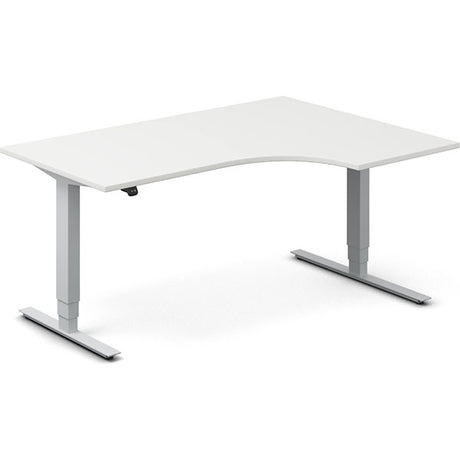 Ergoff Hæve-sænkebord DNA, Hvid 1600x1200mm Højre 2-ben/Alugrå – Hæve/sænkeborde
