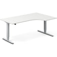 Ergoff Hæve-sænkebord DNA, Hvid 1800x1200mm Højre 2-ben/Alugrå – Hæve-sænkeborde