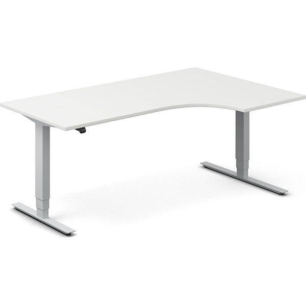 Ergoff Hæve-sænkebord DNA, Hvid 1800x1200mm Højre 2-ben/Alugrå – Hæve-sænkeborde