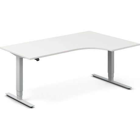 Ergoff Hæve-sænkebord DNA, Hvid 1800x1200mm Højre 2-ben/Alugrå – Hæve-sænkeborde