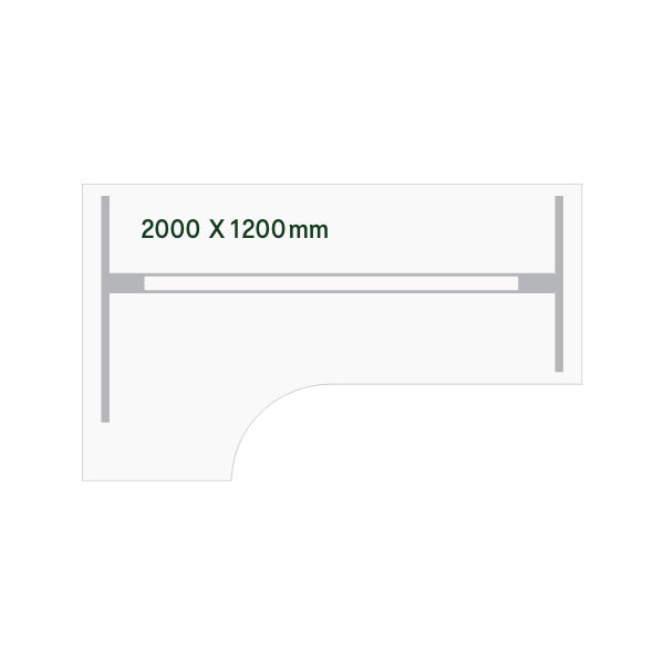 Hæve-sænkebord DNA, Hvid 2000x1200 mm Venstre 2-ben/Alugrå