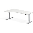 Ergoff Hæve-sænkebord DNA, Hvid 2000x1200mm Venstre 2-ben/Alugrå – Hæve/sænkeborde