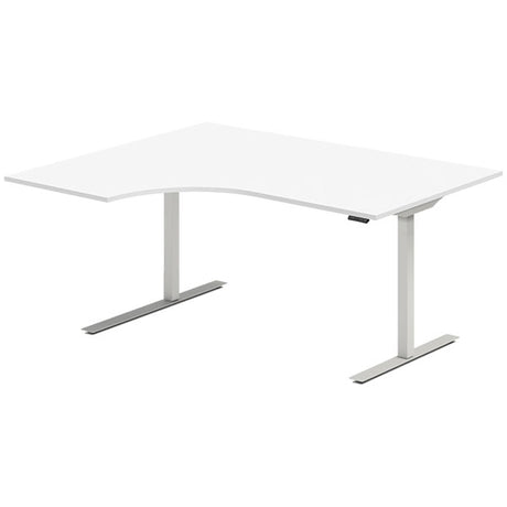 Hæve-sænkebord DNA, Hvid 1600x1200 mm Venstre 2-ben/Alugrå